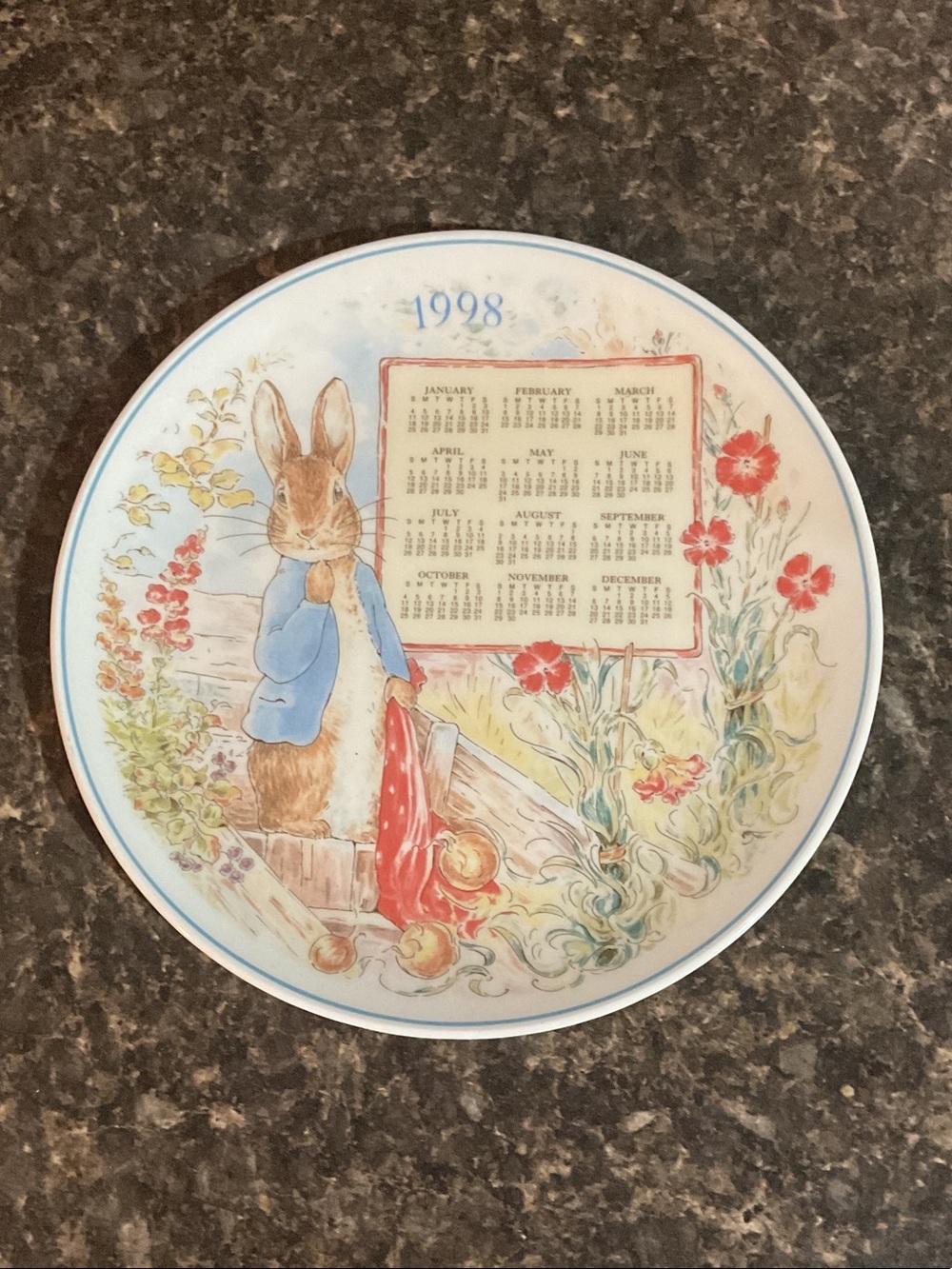 1998 calendar plate Peter Rabbit